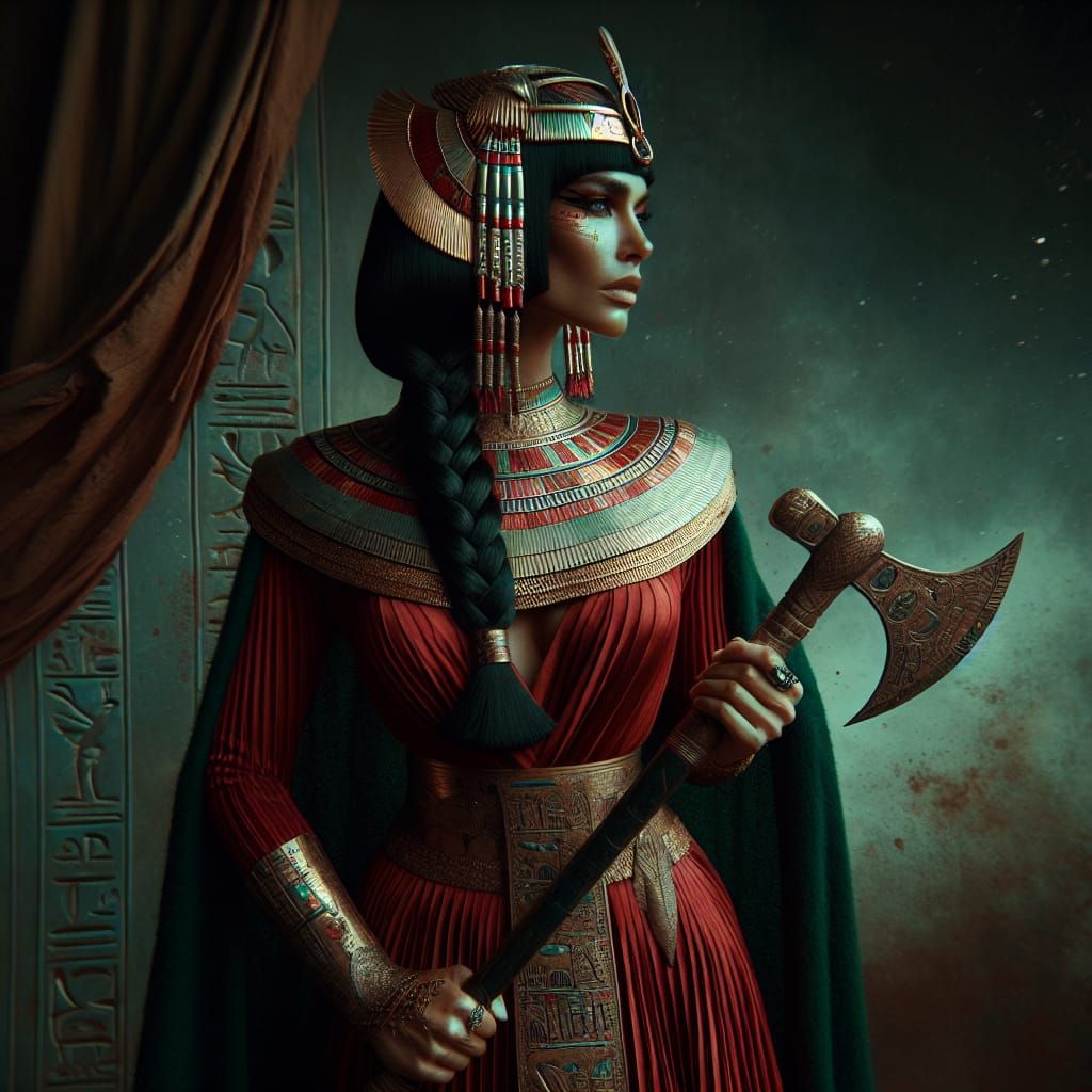 Egyptian Axe Goddess in Ancient Splendor