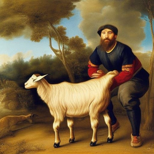 Messi as Goat: Baroque Painting in Theatrical Style
