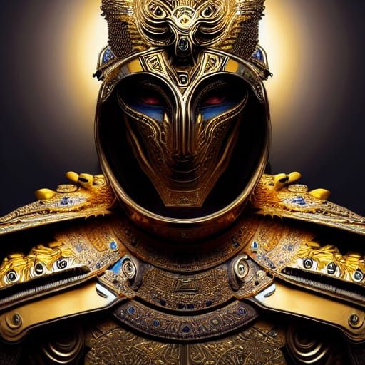 Ra, Sun God in Gold Armor: Digital Illustration