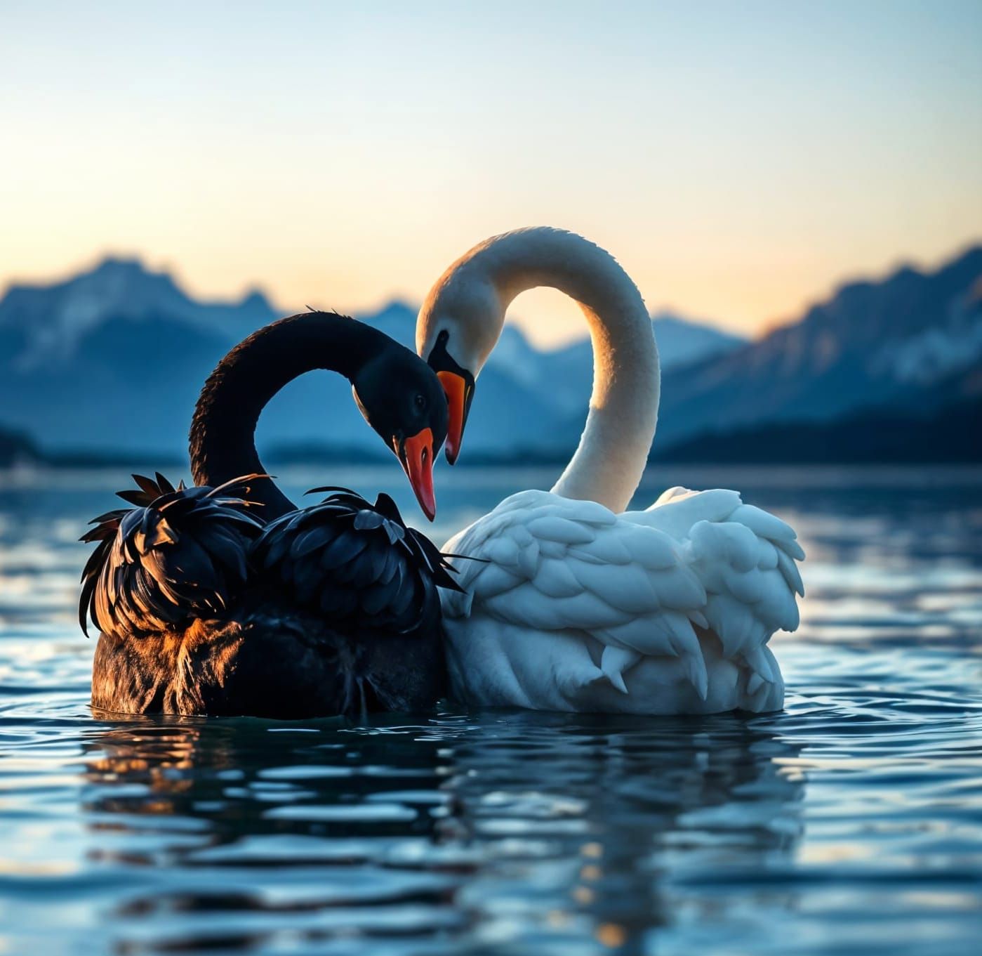 Birds Form Heart Shape in Serene Landscape