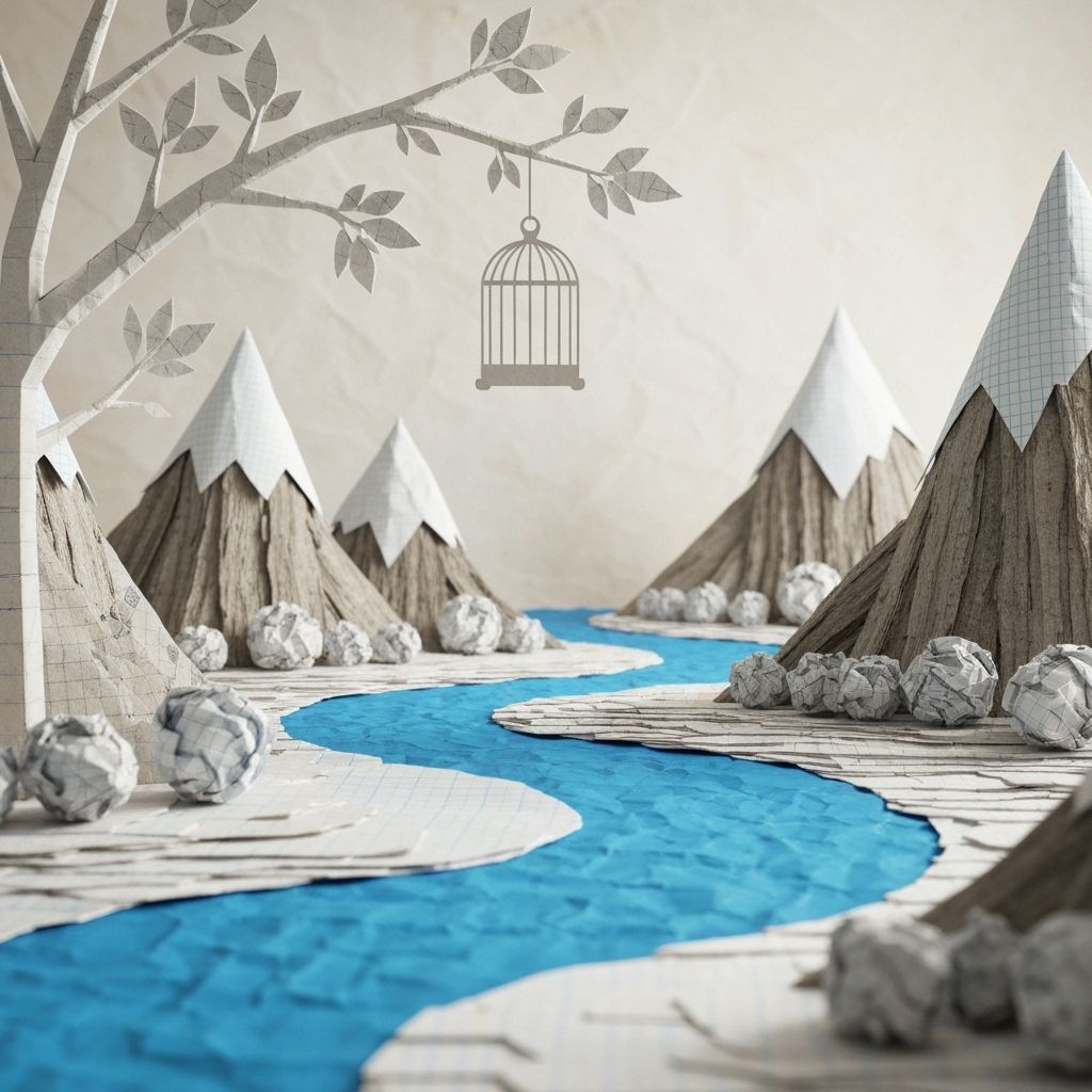 Notebook Paper Landscape with Blue River