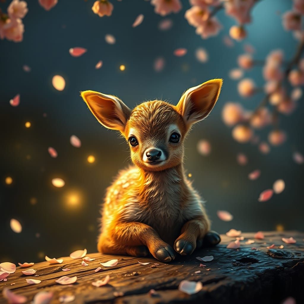 Adorable Baby Deer in Dreamy Fantasy Landscape