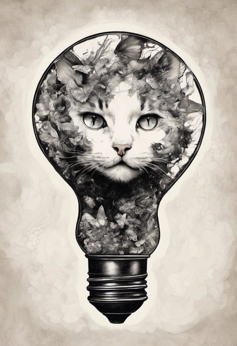 Feline Brilliance: Kitty's Light Bulb Moment