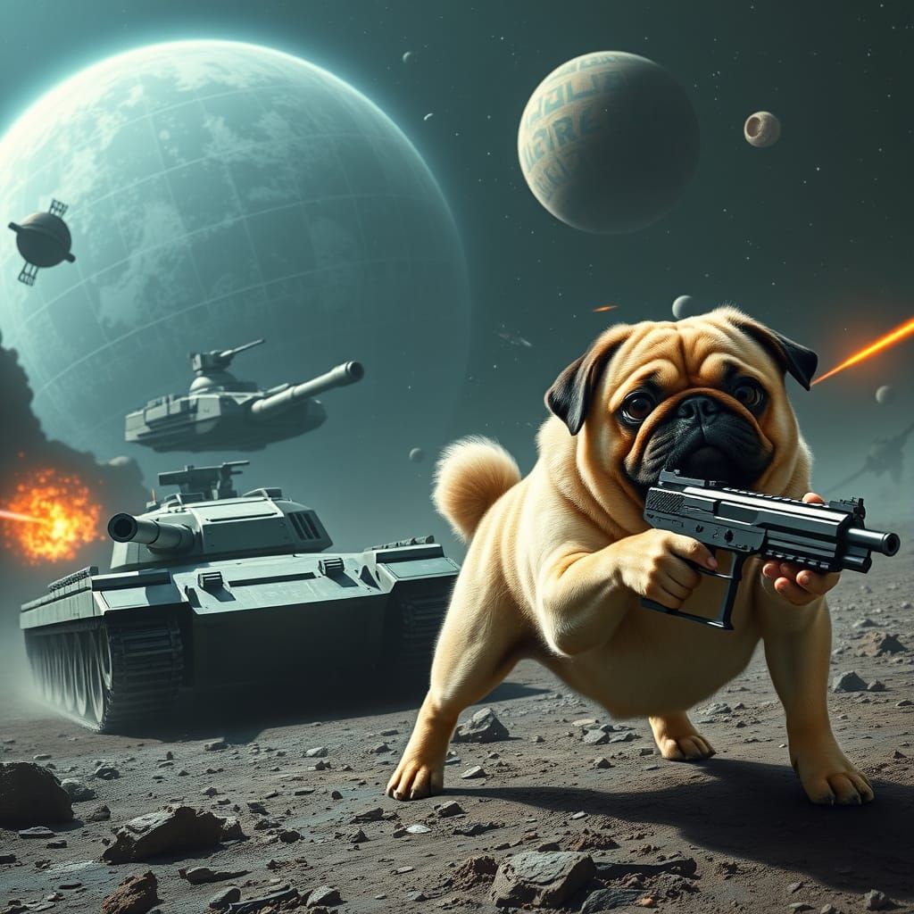 Galactic Canine Conflict: Pug Dogs vs Golden Retriever Dogs