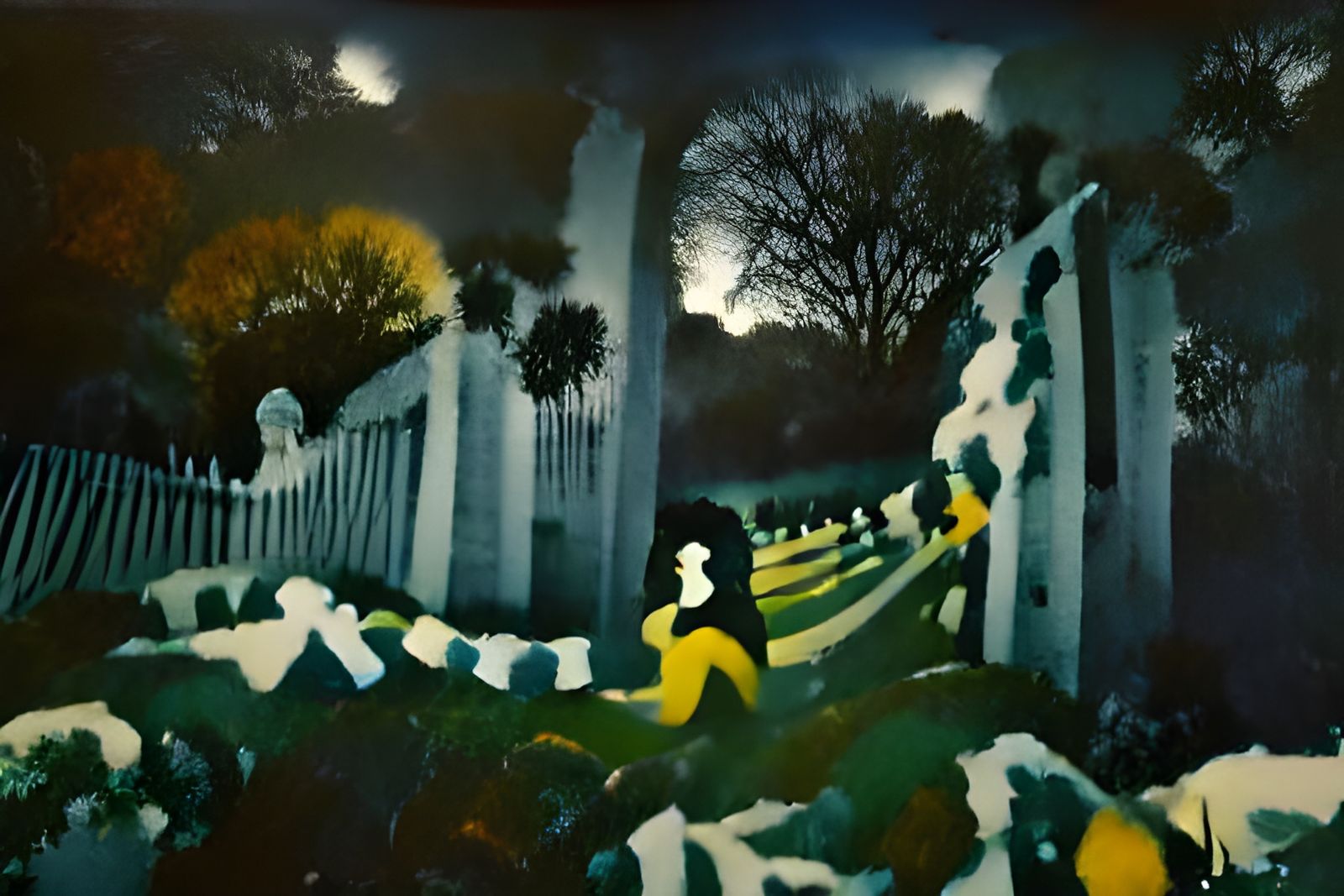 Eerie New Orleans Cemetery Maze in Film Noir Style
