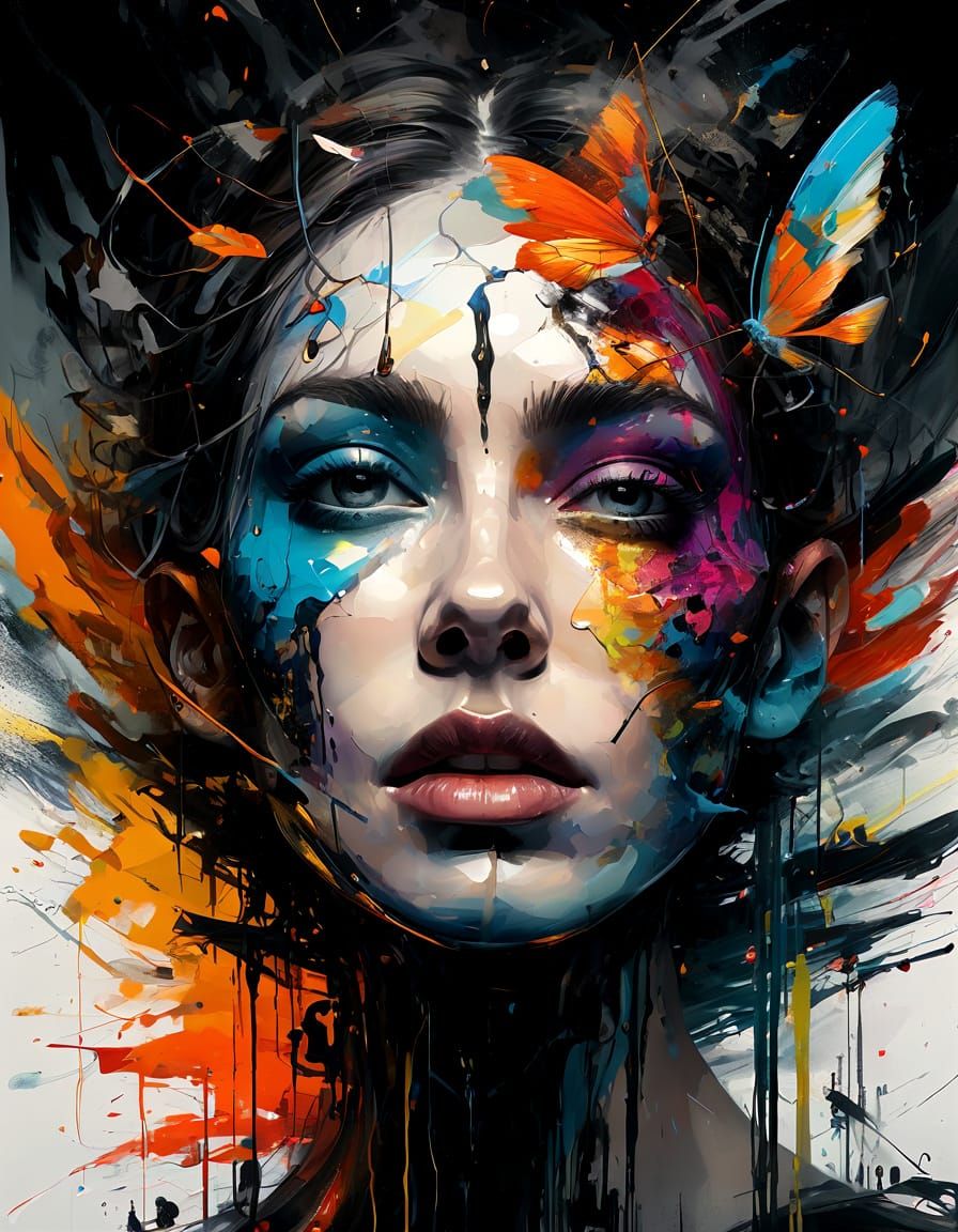 Chaotic Mind Portrait in Surrealist Style