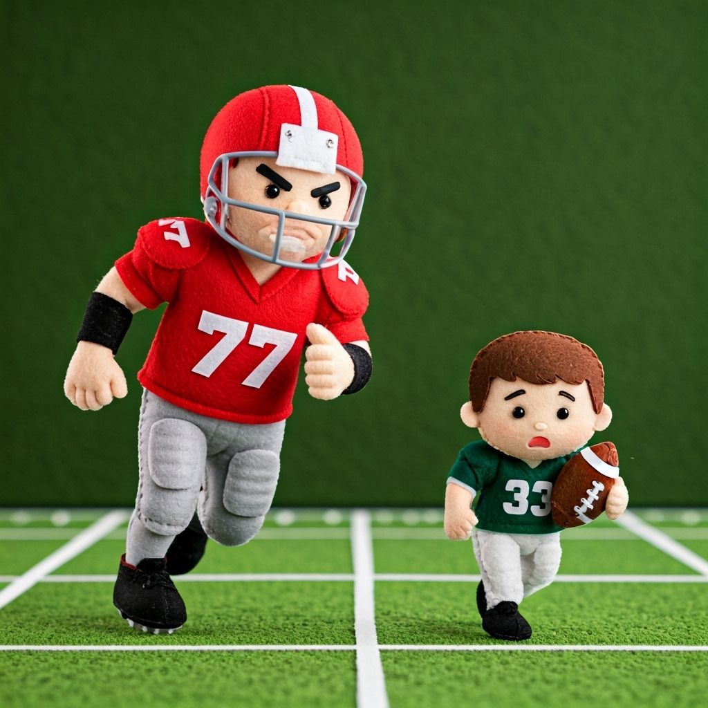 Felt Football Dolls Chase on Field