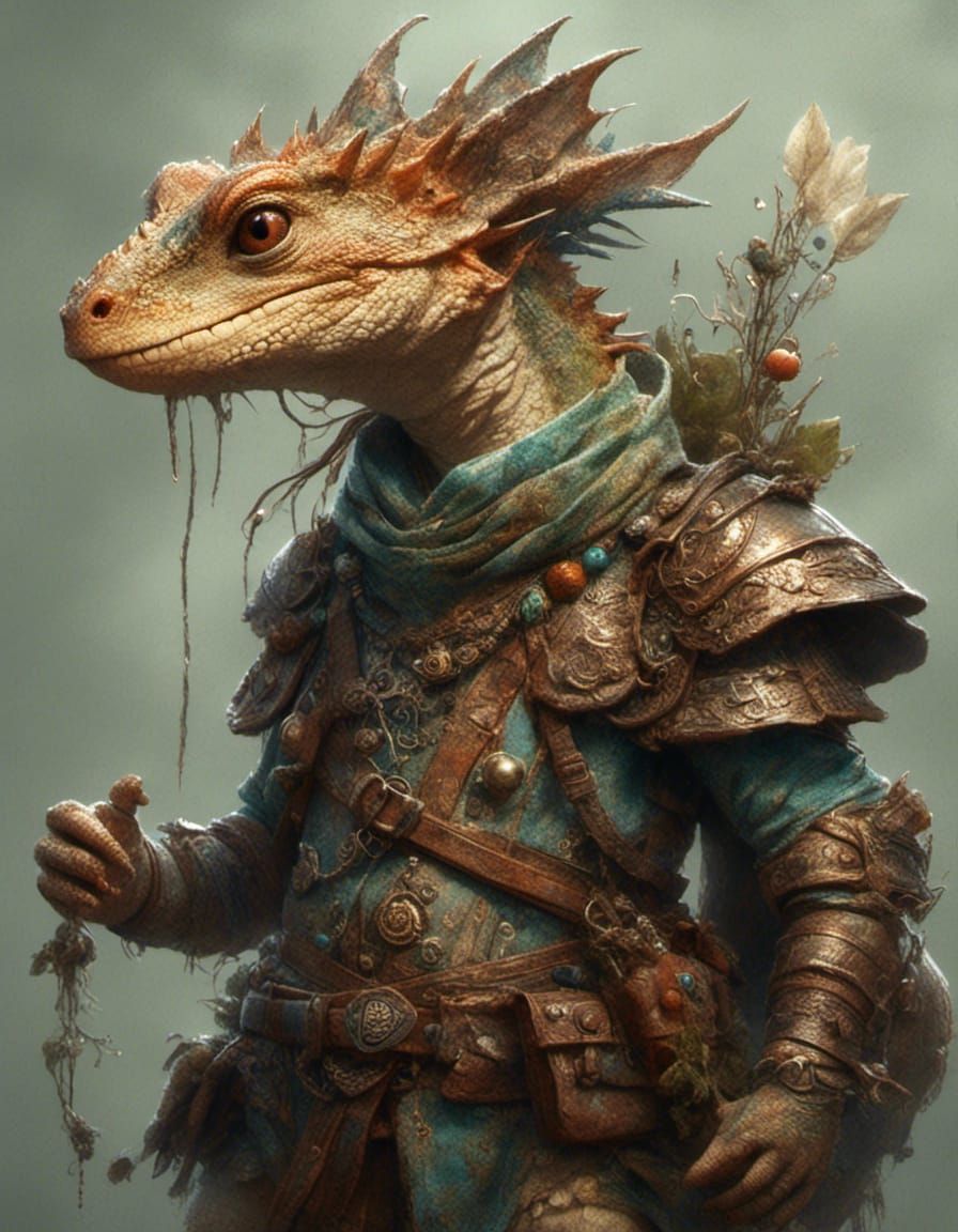 Joyful Female Lizard Adventurer Portrait