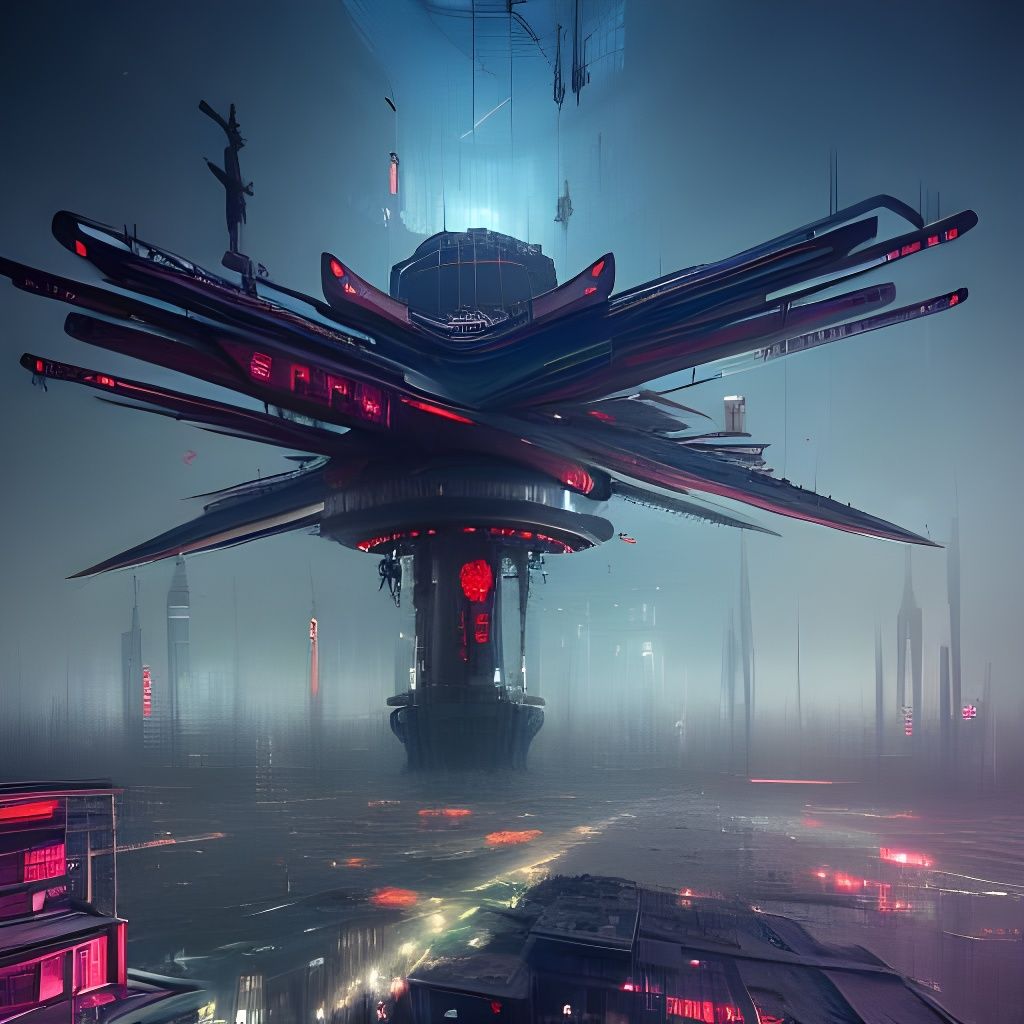 Dystopian Future City, Detailed Digital Art