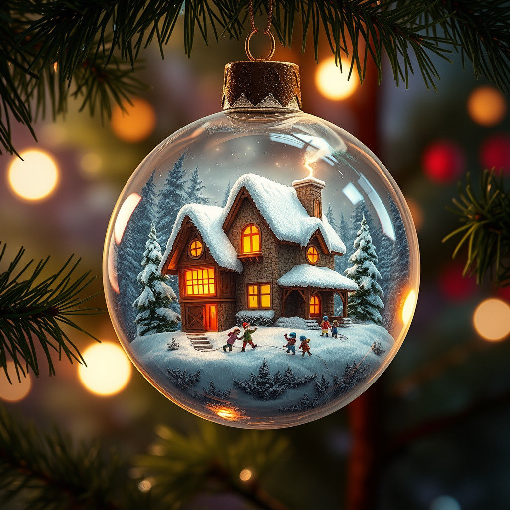 Enchanting Fairy House Ornament in Winter Forest