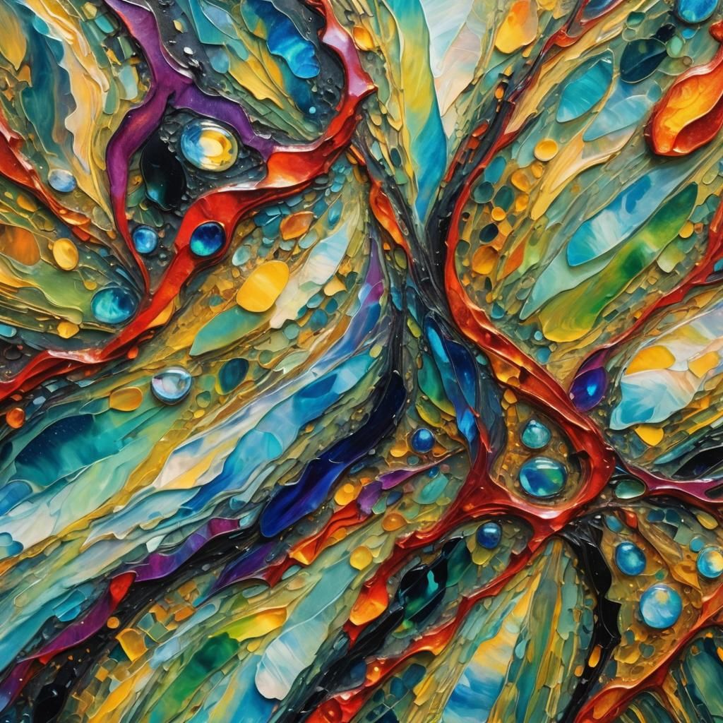 Opal Macro Shot in Abstract Impressionist Style