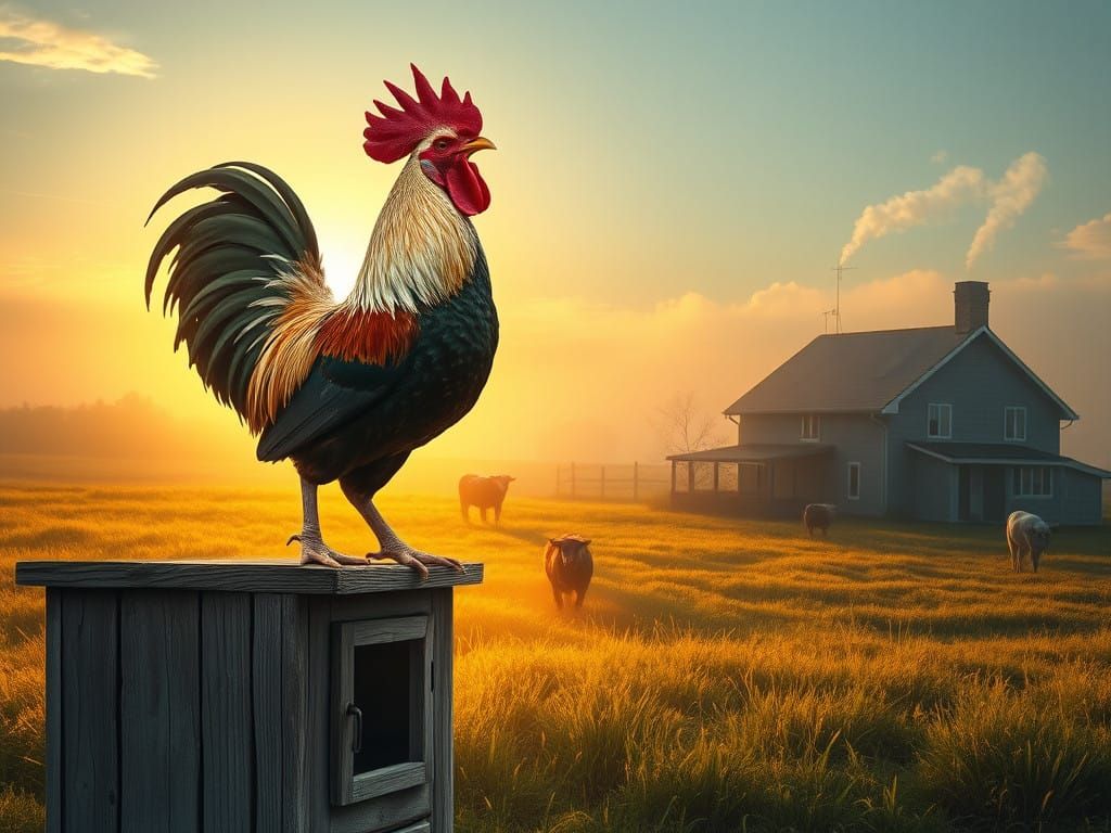 Proud Cockerel in Morning Glory
