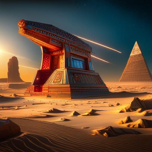 Gemstone Extraterrestrial Spaceship: Detailed Matte Painting