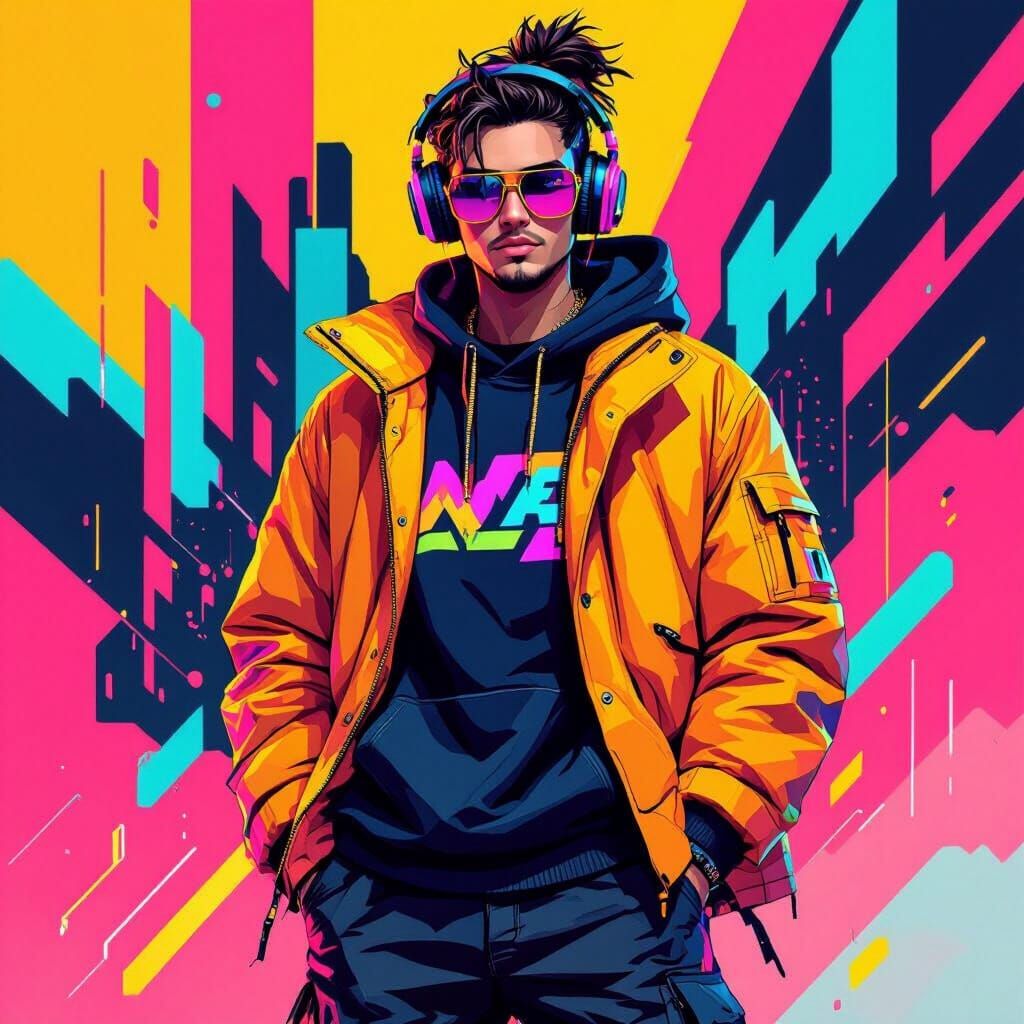 Kraftbeats in Neon Style Digital Illustration