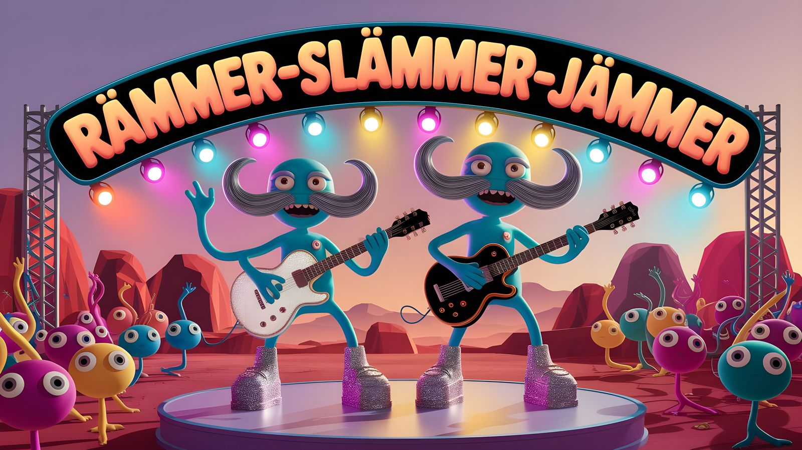 Aliens Rocking on Mars in Pixar Style