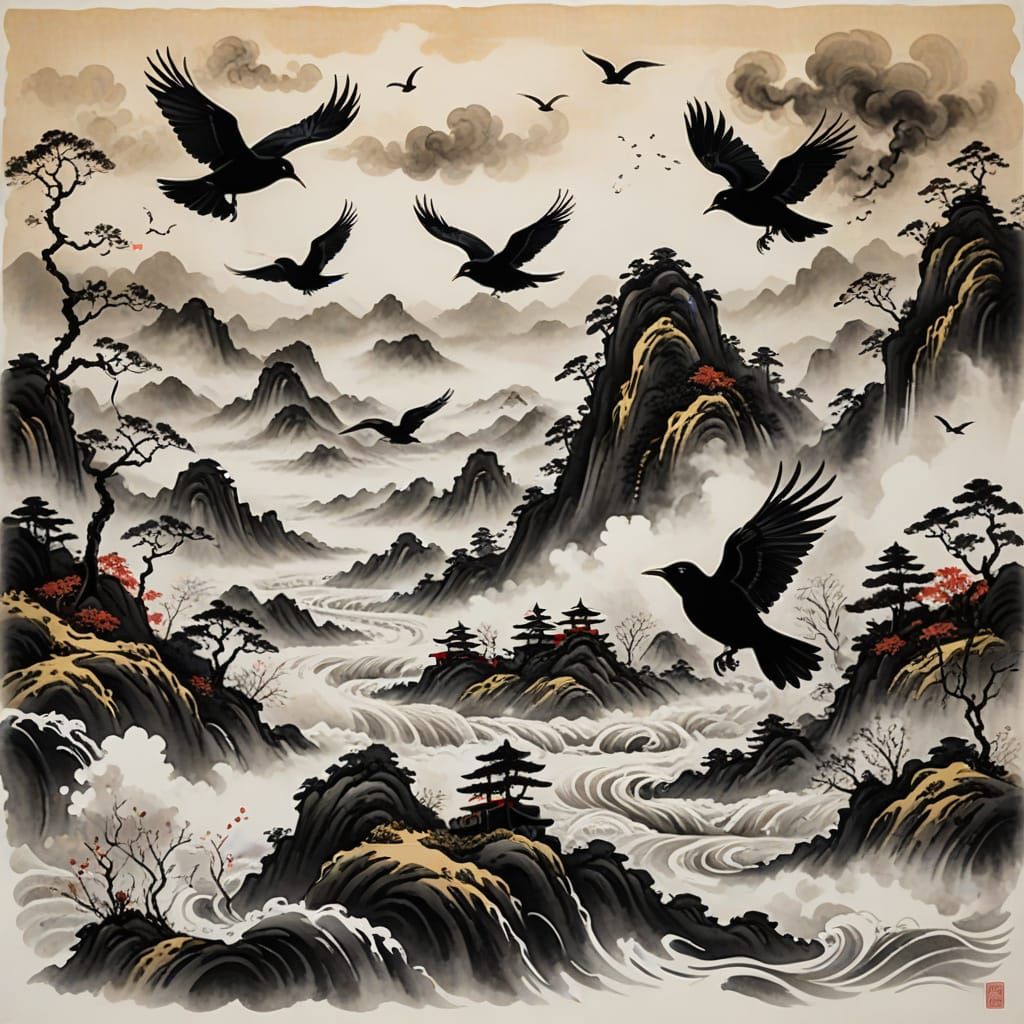 Ink Painting Comes Alive: Brush Creates Living Landscape