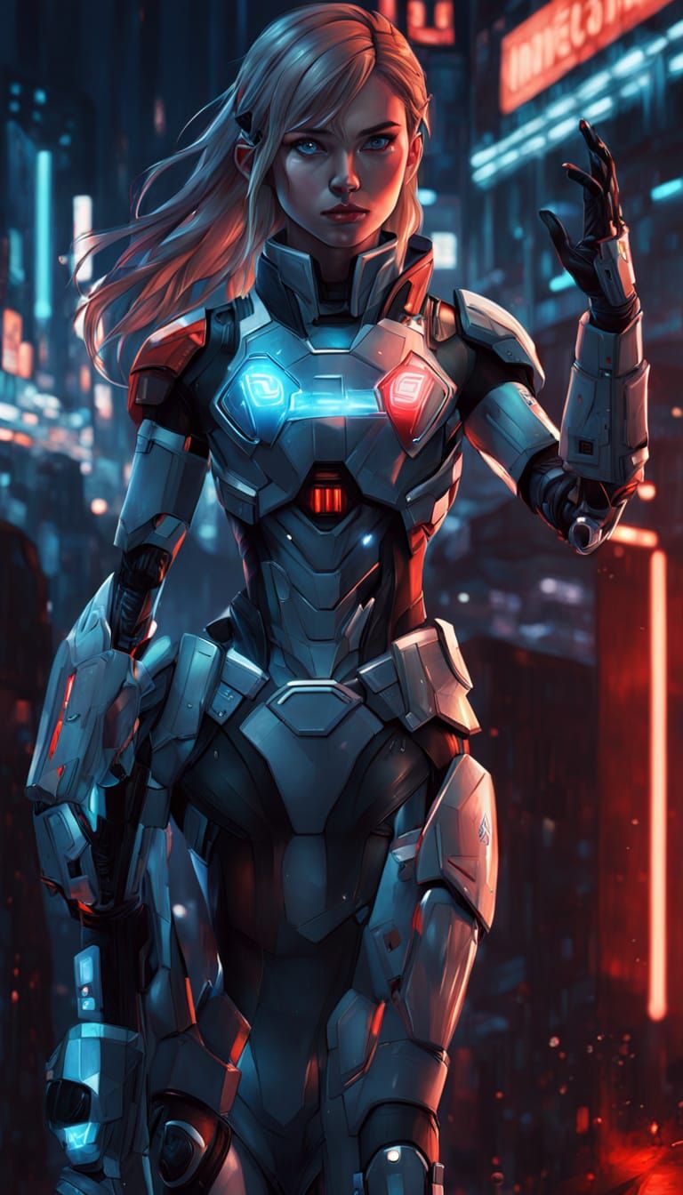 Nintendo Switch Girl in Futuristic Cityscape