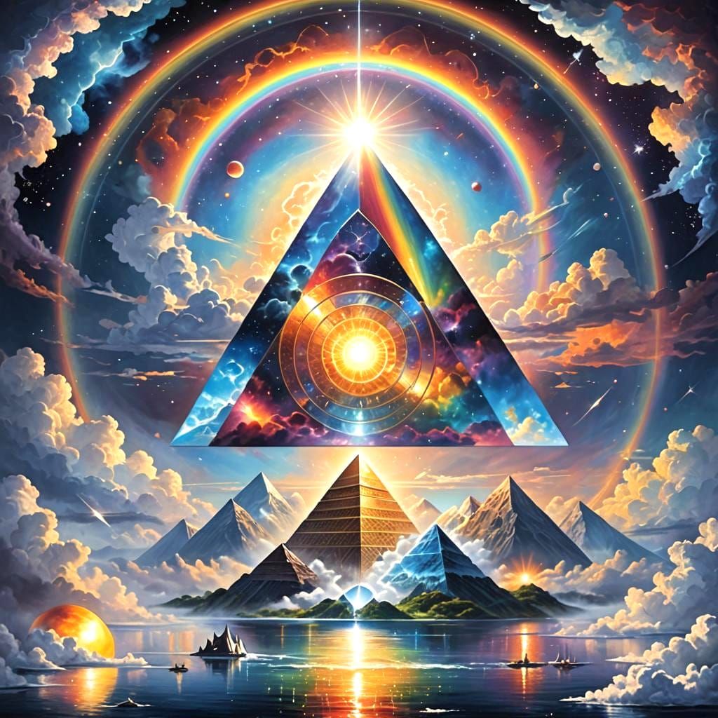 Radiant Interdimensional Tesseract with Glowing Water