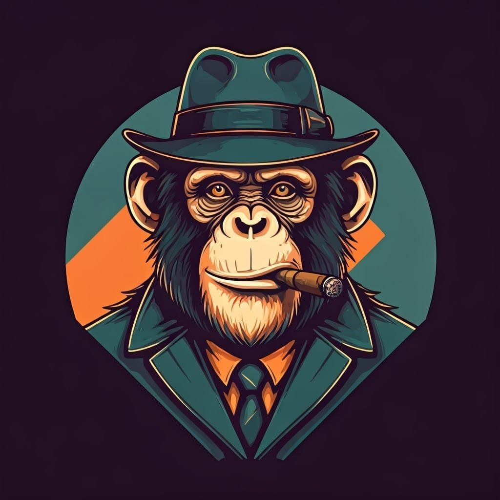 Mischief Monkey in Bauhaus-Inspired Digital Art