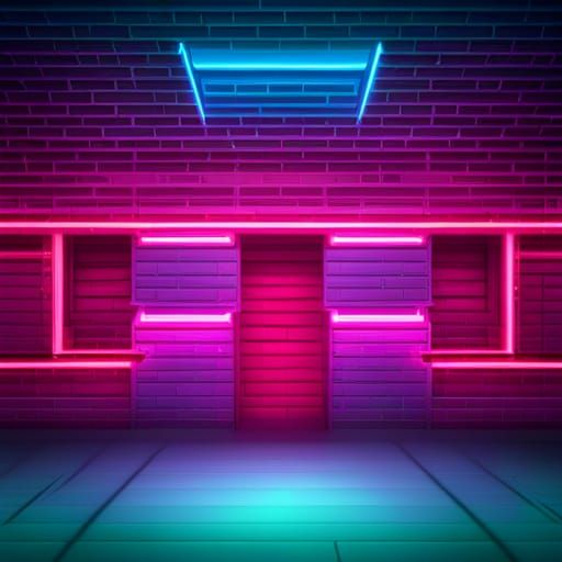 Futuristic Graffiti on Brick Wall in Synthwave Style