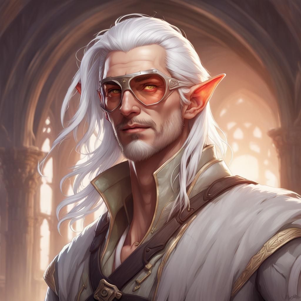Elven Adventurer with Goggles: Detailed Digital Portrait