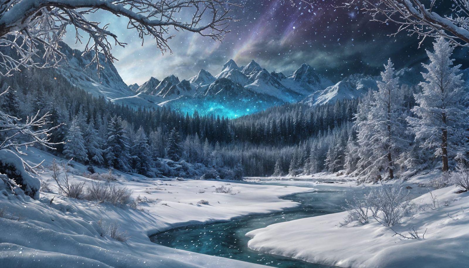 Enchanted Winter Forest at Night: Astrophotography