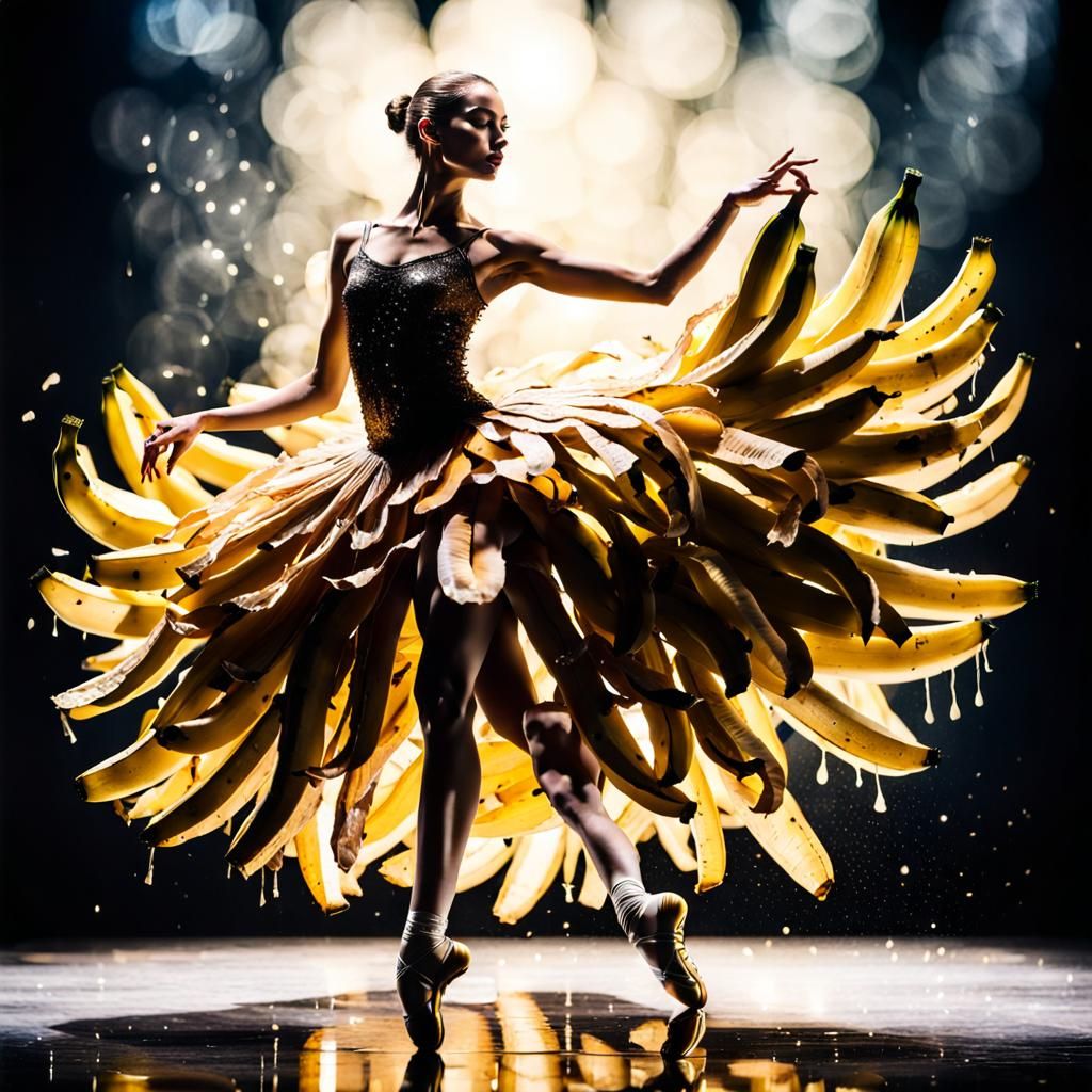 Banana Peel Ballerina Silhouette on Dark Stage