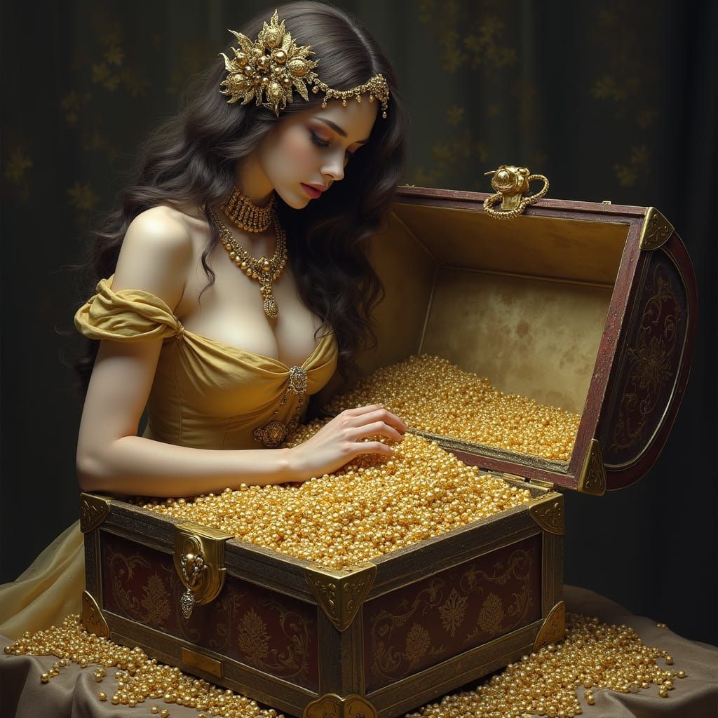 Romantic Macabre Treasure Chest Illustration