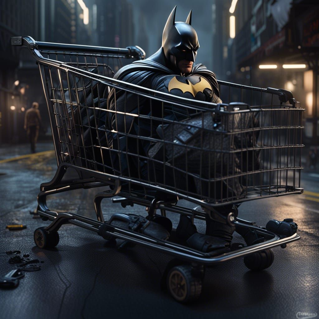 Batman's Shopping Cart Ride: Detailed Matte Painting