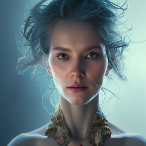 Detailed Poltergeist Portrait in Art Nouveau Style