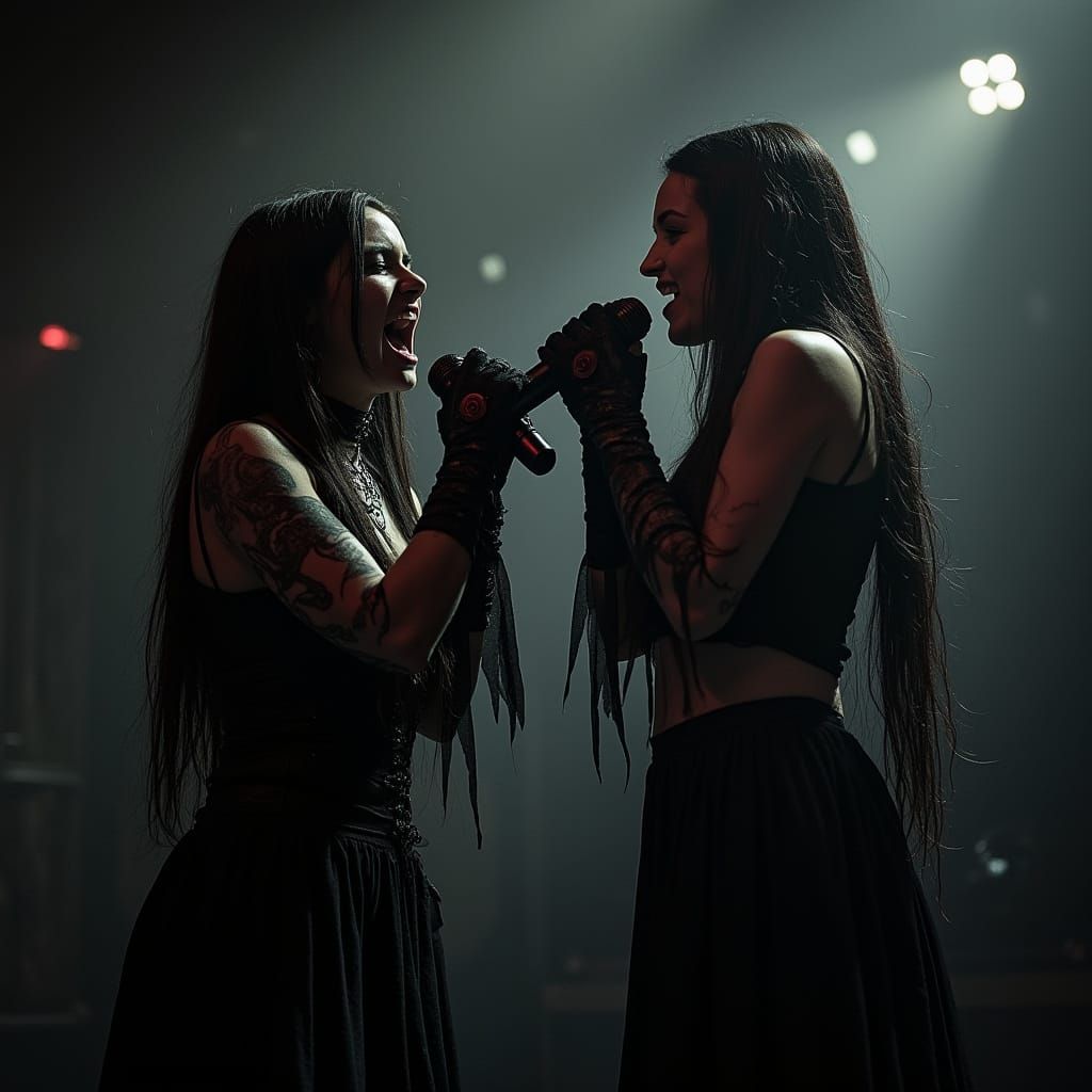 Gothic Metal Vocalists in Dramatic Lighting