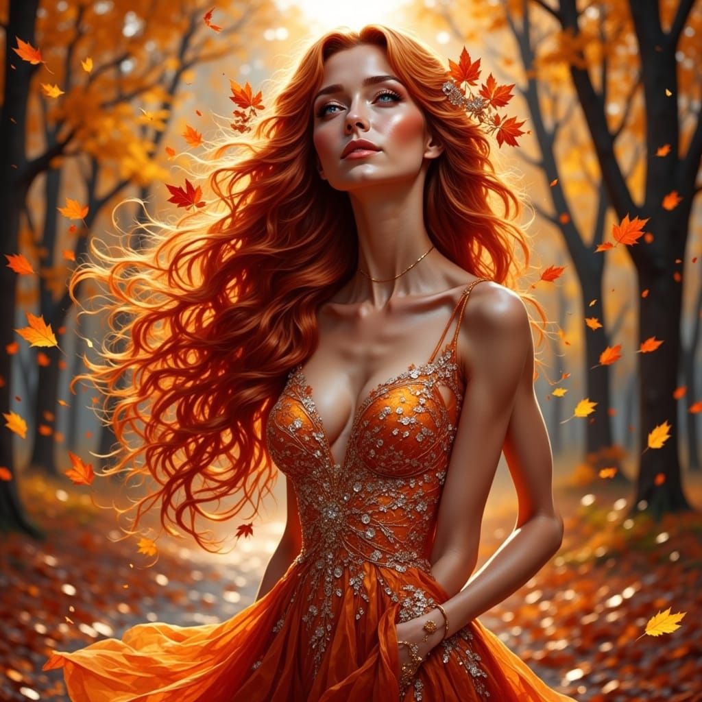 Ethereal Fairy in Autumn City Park