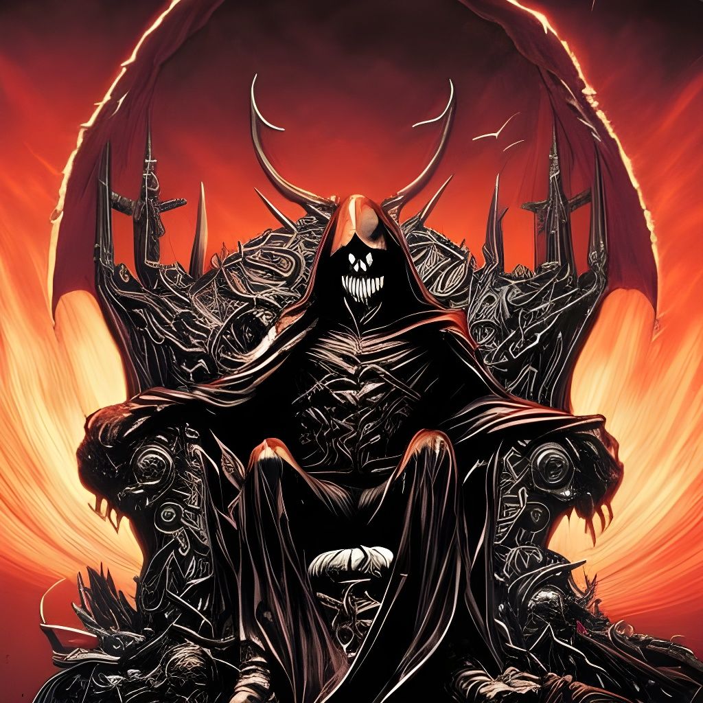 Dark Villain on Throne: Comic Book Art