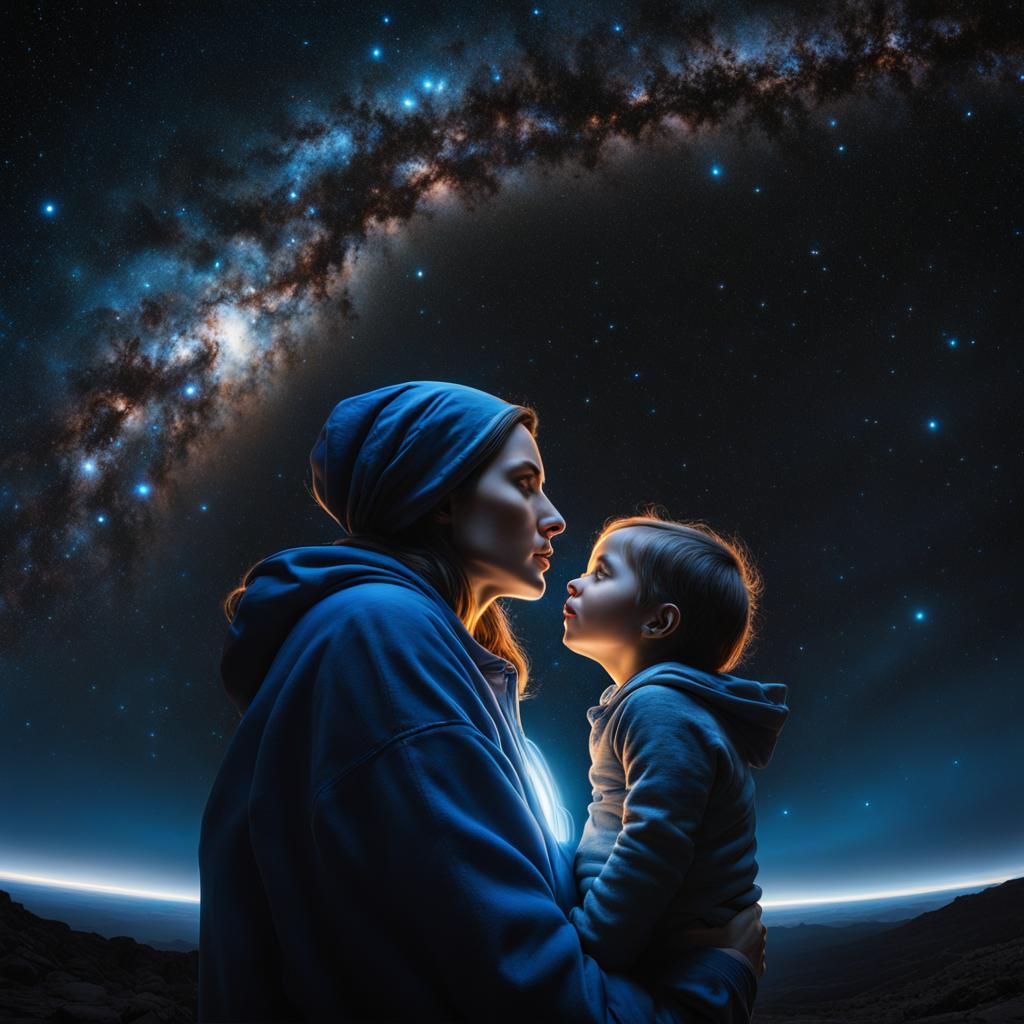 Protective Energy Dome Over Mother and Child