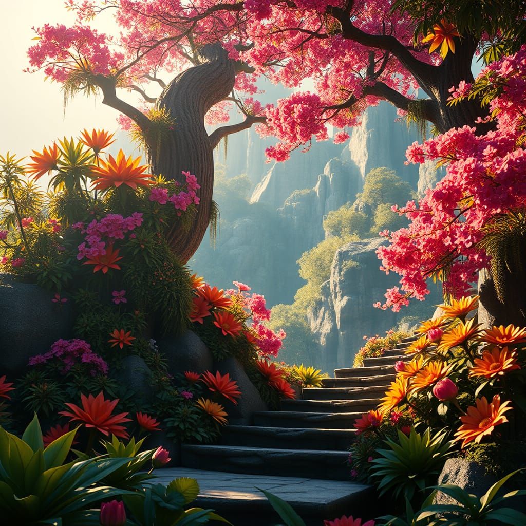 Fantastical Japanese Garden in Vibrant, Exquisite Detail