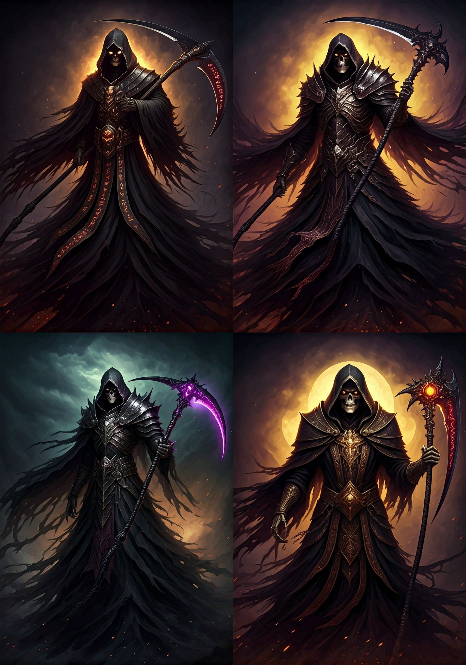 Dramatic Grim Reaper with Magical Scythe in Dark Fantasy Art