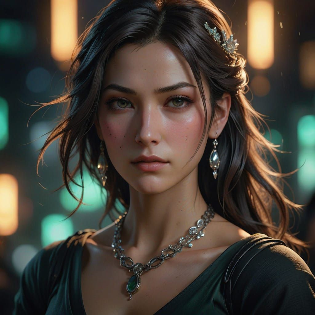 Hyperrealistic Female Portrait with Vibrant Gradients