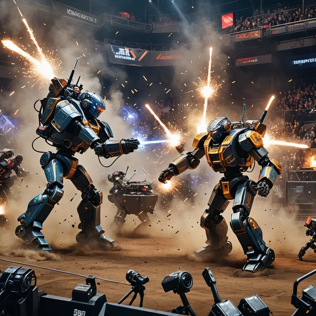 Robot Battle in Arena: Cinematic 8K Action