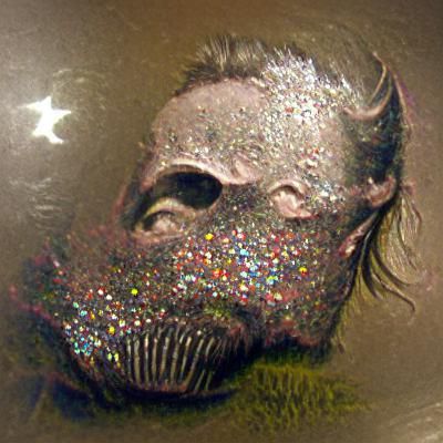 Glitter Horror Punk Face Mask in Engraving Style