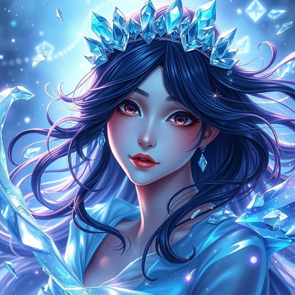 Glowing Fantasy Goddess with Crystal Crown