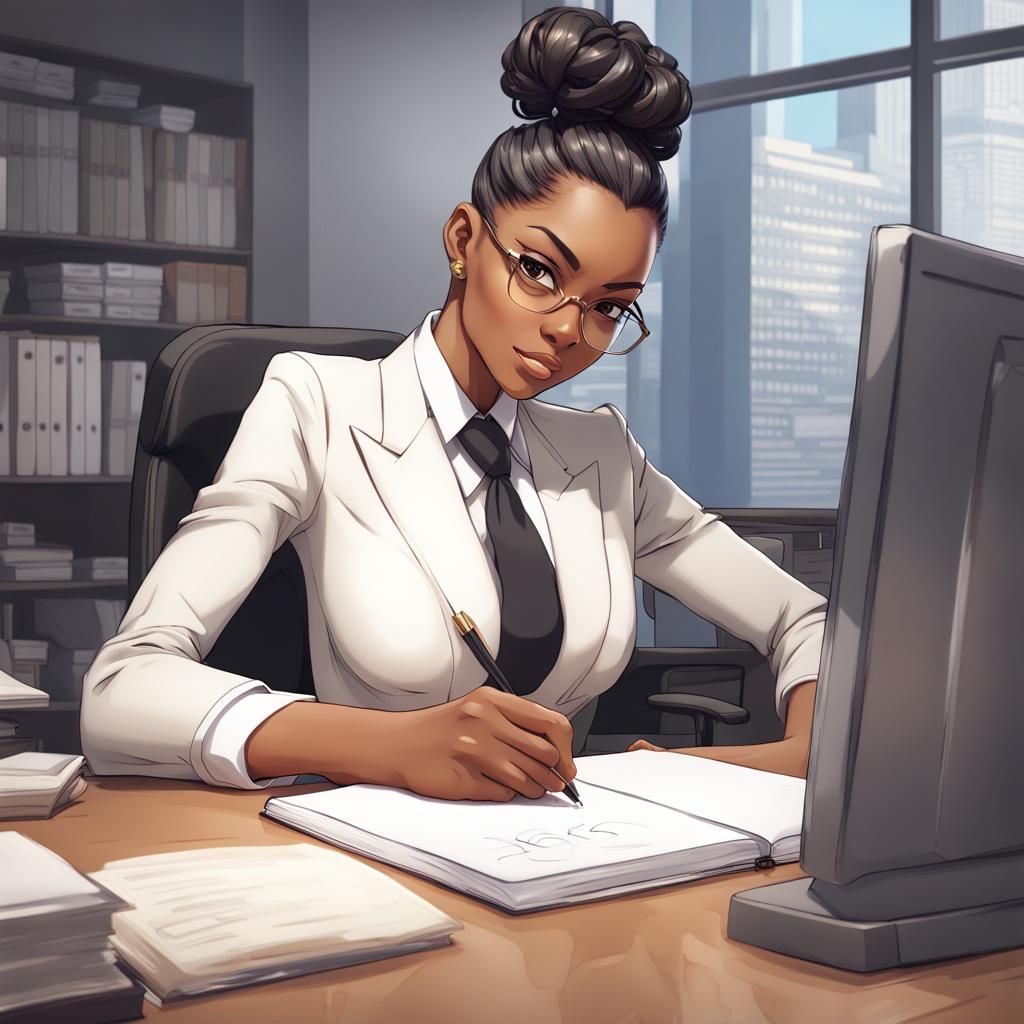 Anime Portrait of a Confident Businesswoman