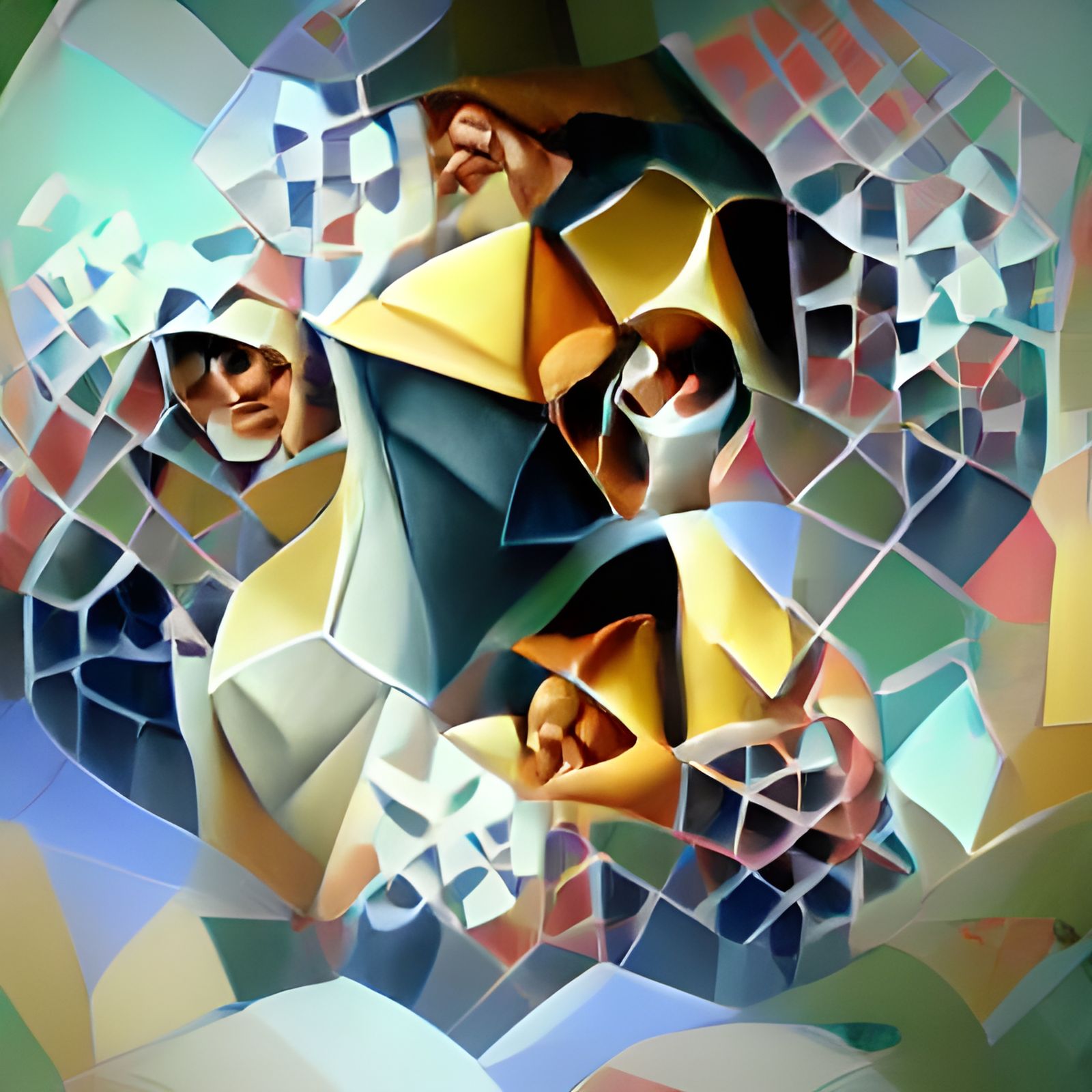 Hexagonal Fractal Matrices in Abstract Cubism Style