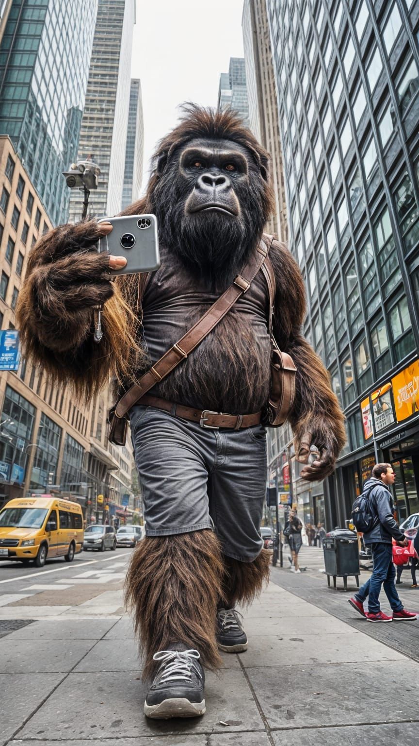 Sasquatch Selfie in a Modern American City
