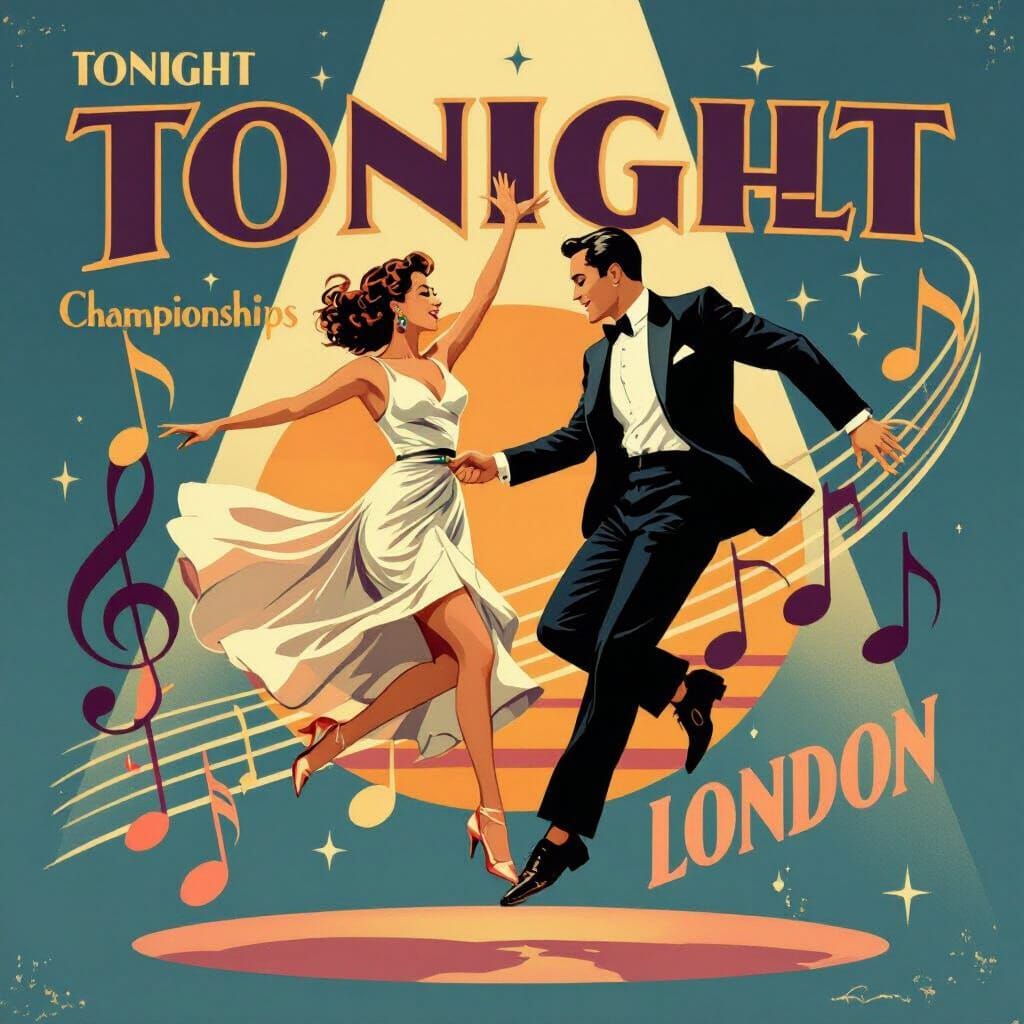 1950s Dance Championship Poster: Couple Mid-Air