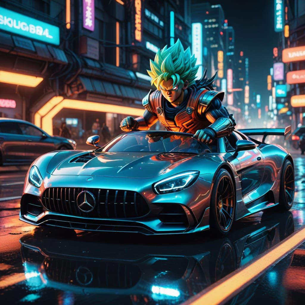 Dragon Ball Character Cruises in High-Tech Mercedes Benz