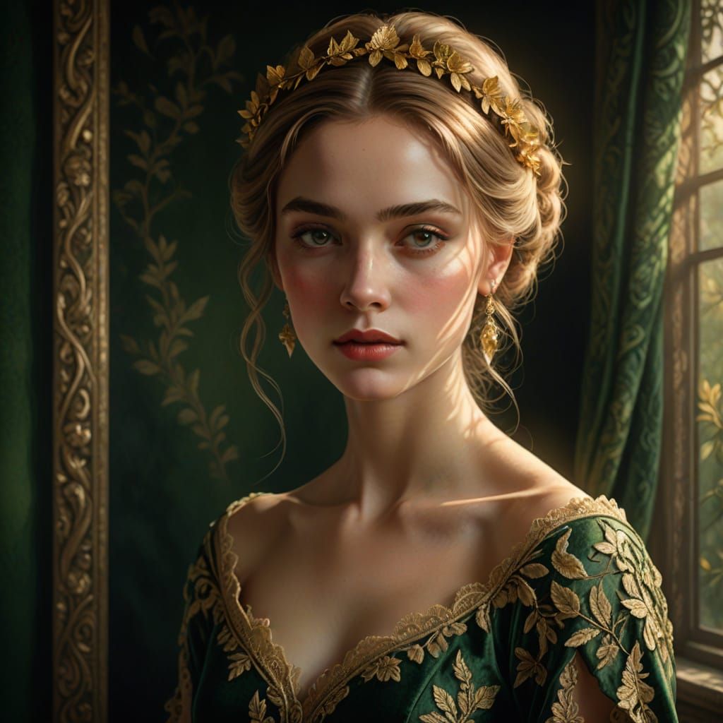 Elegant Renaissance Beauty in Golden Splendor