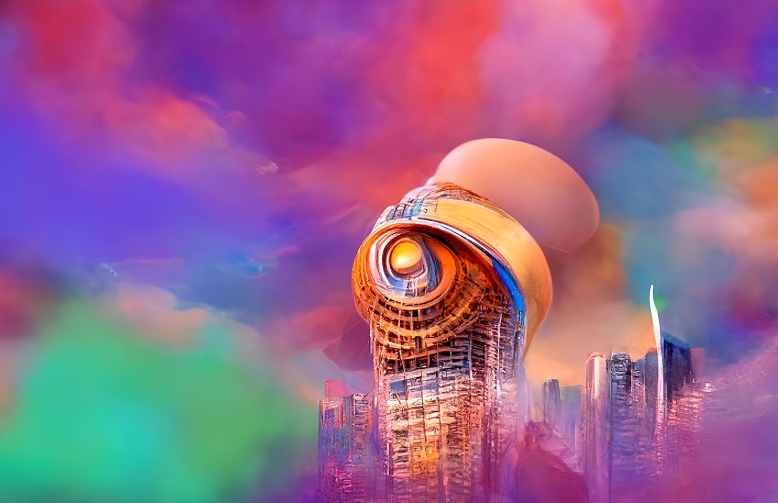 Futuristic Metropolis Panorama in Vibrant 3D Style