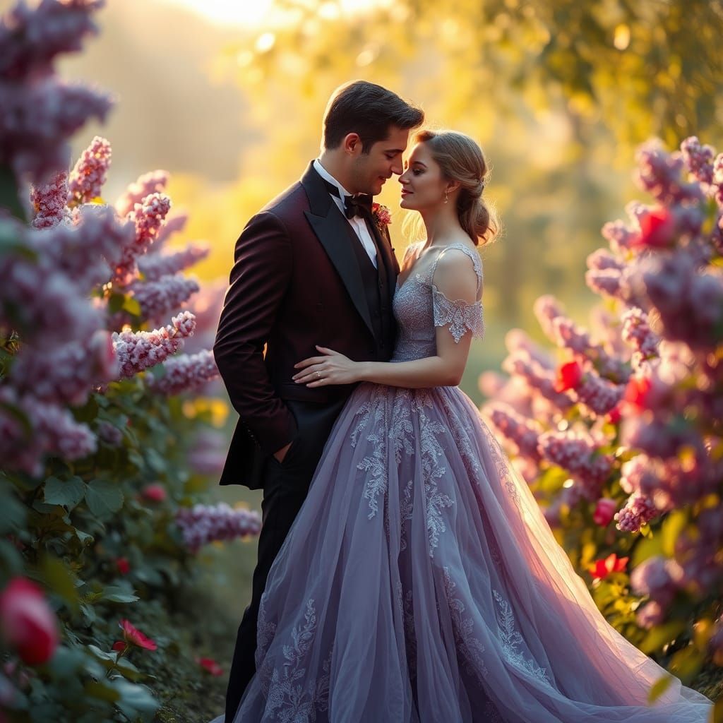 Victorian Garden Romance in Impressionist Style