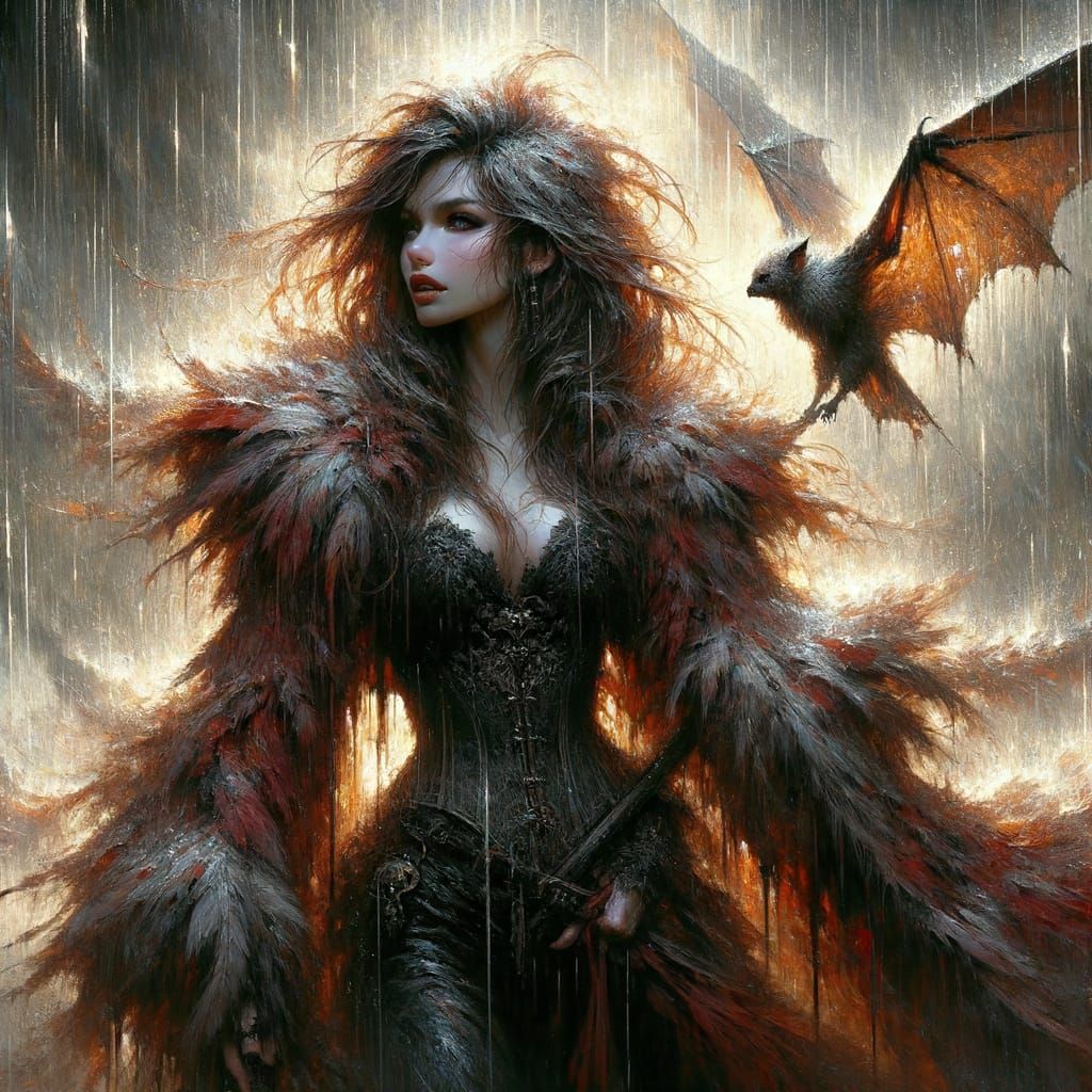 Vampire Queen in Storm as Matte Painting