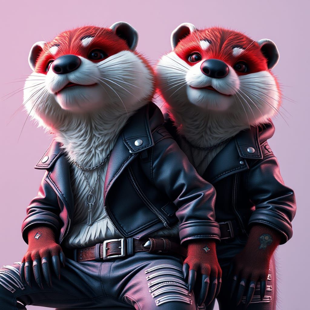 Punk Rock Otters: Magazine Cover in Pixar Style